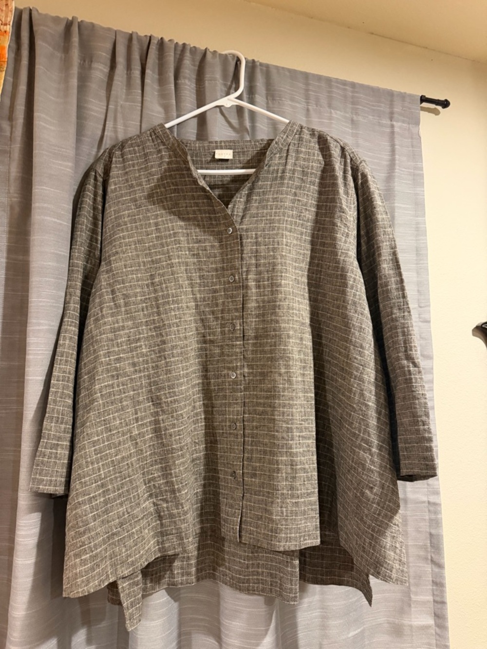 Poetry Lightweight Gray Windowpane Button-Front Shirt